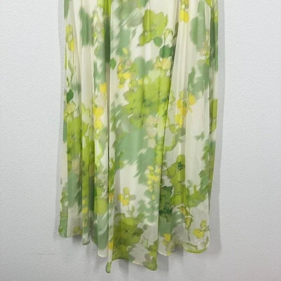 Dkny Green and Yellow Floral High Waisted  Midi Dress - Picture 4 of 11